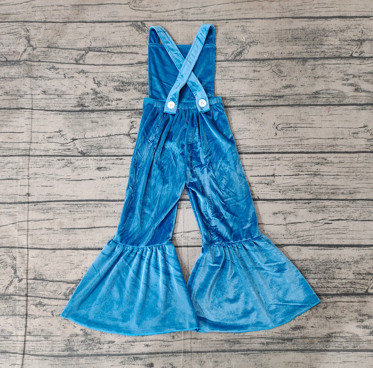 Baby Girls Straps Blue Dog Velvet Jumpsuits