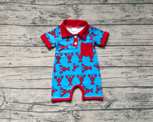 Baby Infant Boys Crawfish Red Pocket Rompers