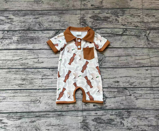 Baby Infant Boys Duck Call Camouflage Pocket Rompers