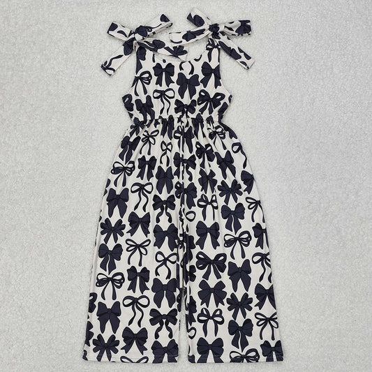 Sibling Baby Girls Black Cute Bows Jumpsuits Outfits Sets