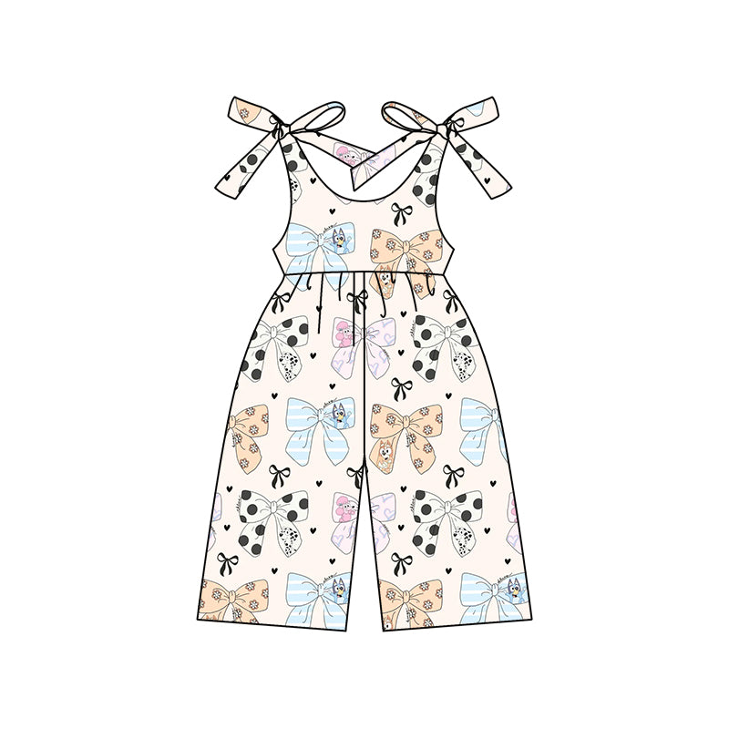 Preorder moq 5 Baby Girls Dogs Cute Bows Straps Pants Jumpsuits