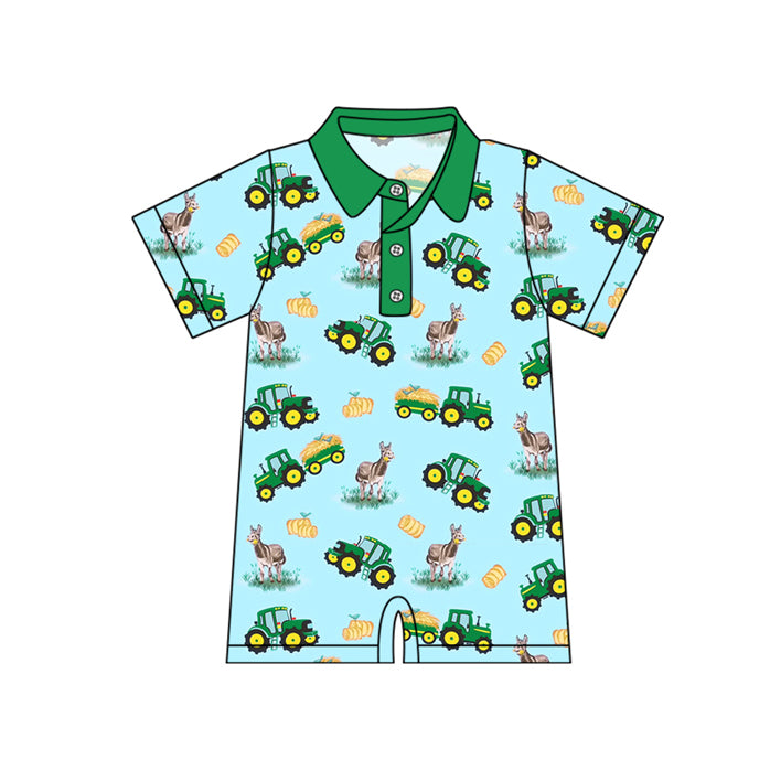 Baby Infant Boys Farm Trucks Short Sleeve Rompers preorder