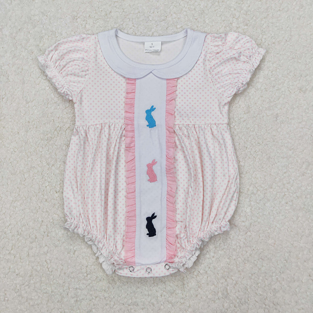 Baby Infant Girls Easter Rabbits Polka Dots Rompers