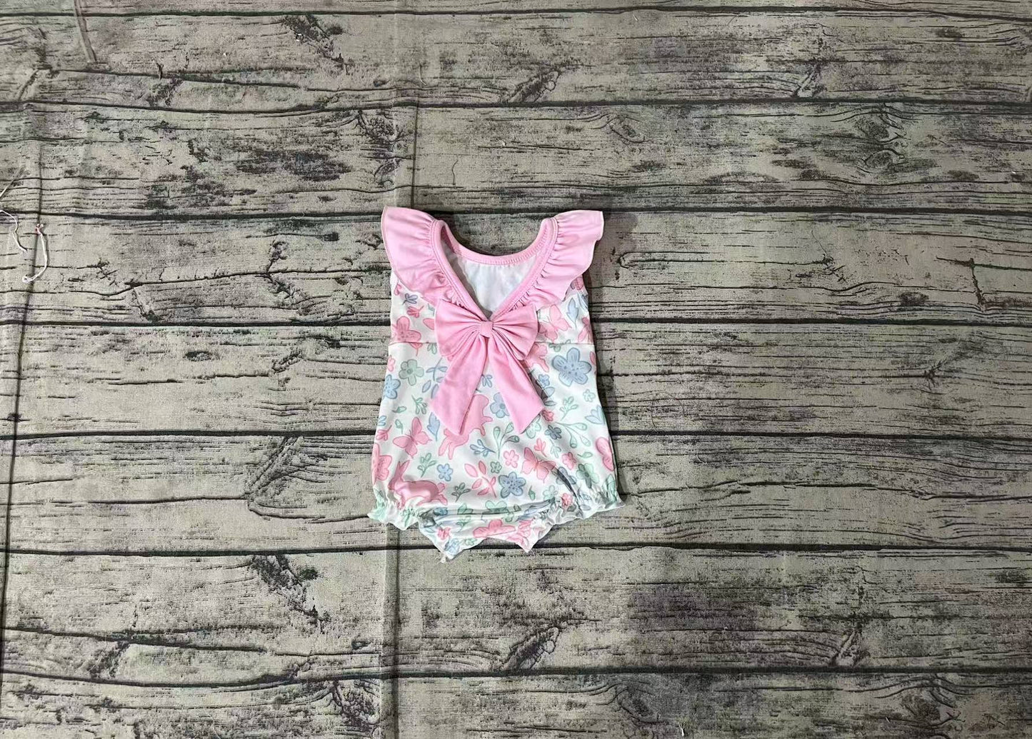 Baby Infant Girls Easter Rabbits Pink Flowers Rompers
