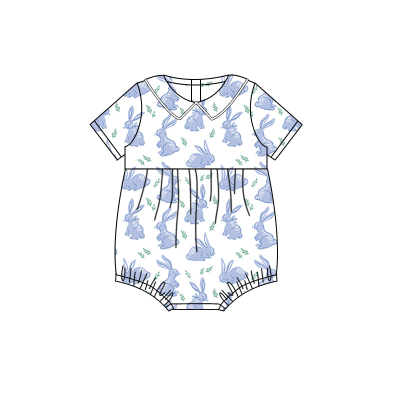 Baby Infant Boys Easter Rabbits Blue Rompers preorder