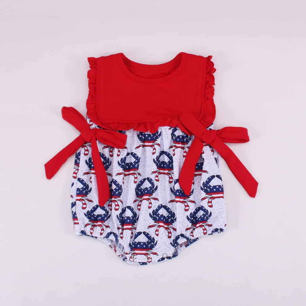 Baby Infant Girls 4th Of July Crabs Rompers preorder