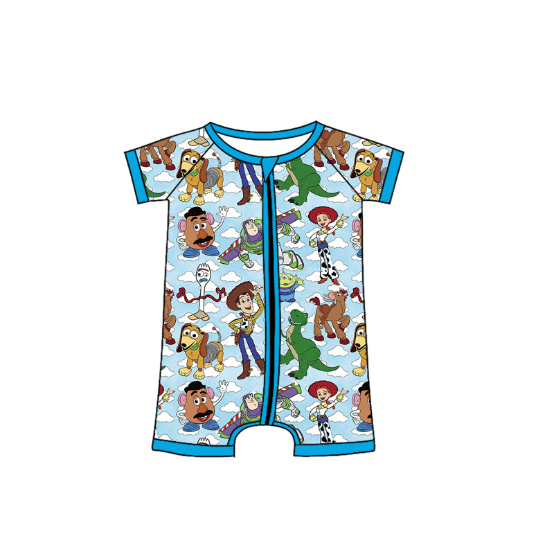Preorder moq 5 Baby Infant Boys Toy Dogs Cartoon Zip Rompers