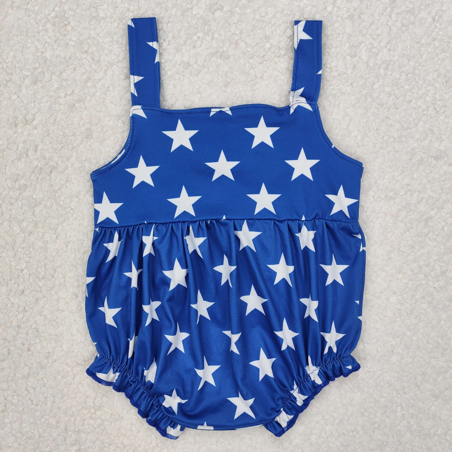 Sibling Baby Girls Strap Western Cows 4th of July Bow Top Ruffle Rompers
