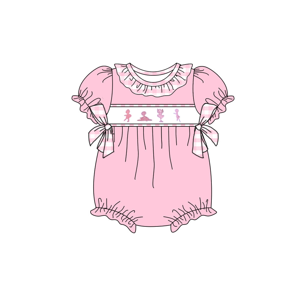 Baby Infant Girls Pink Dance Bows Rompers preorder