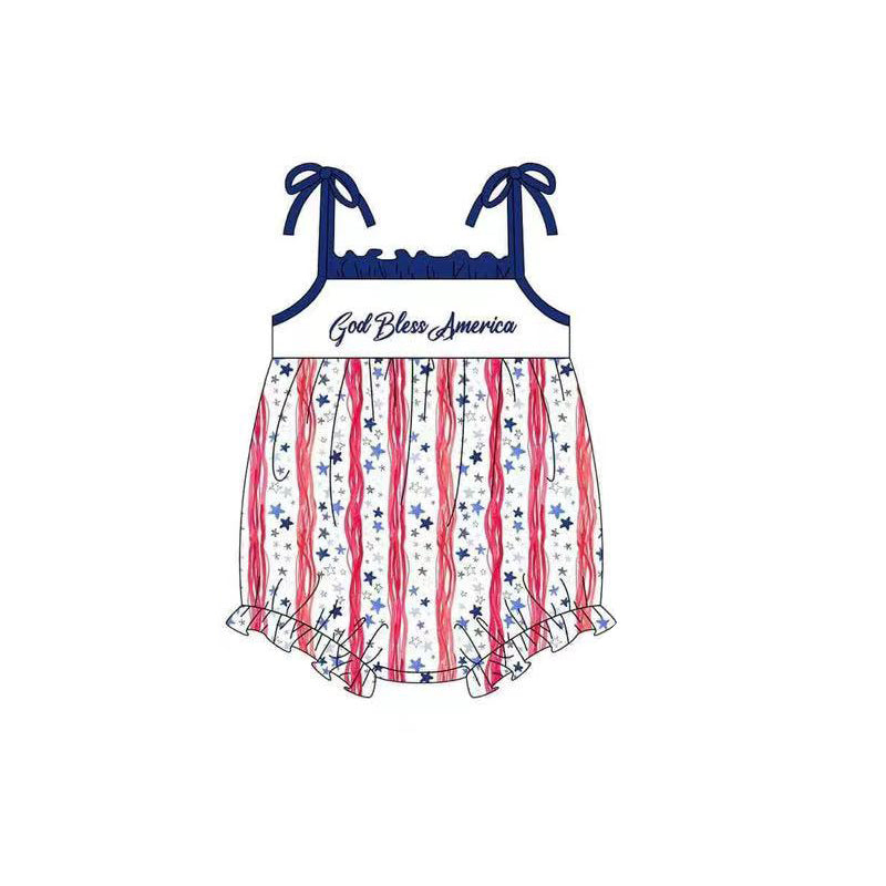 Baby Infant Girls 4th Of July God Bless America Rompers preorder