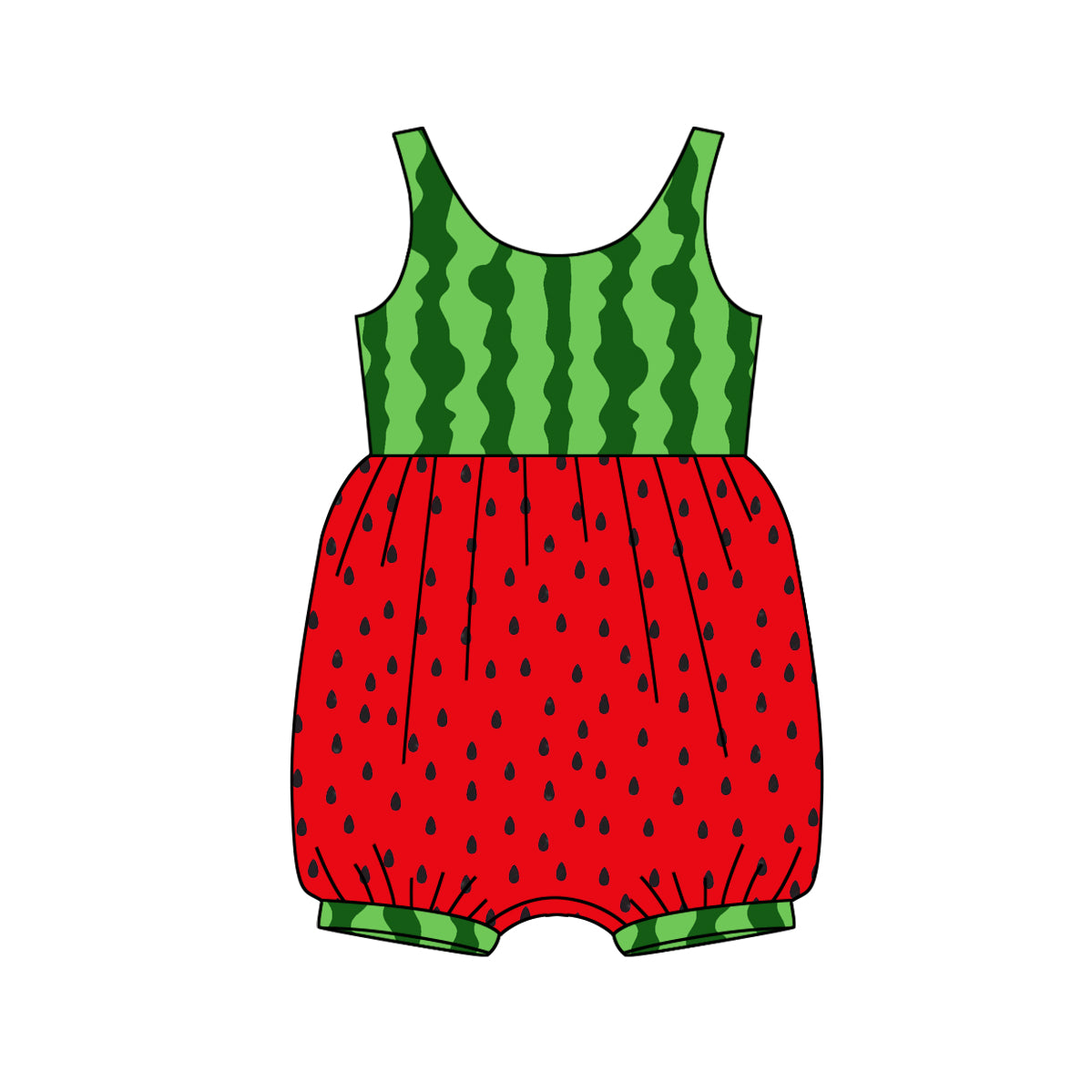 Baby Infant Girls Watermelon Seeds Sleeveless Rompers preorder