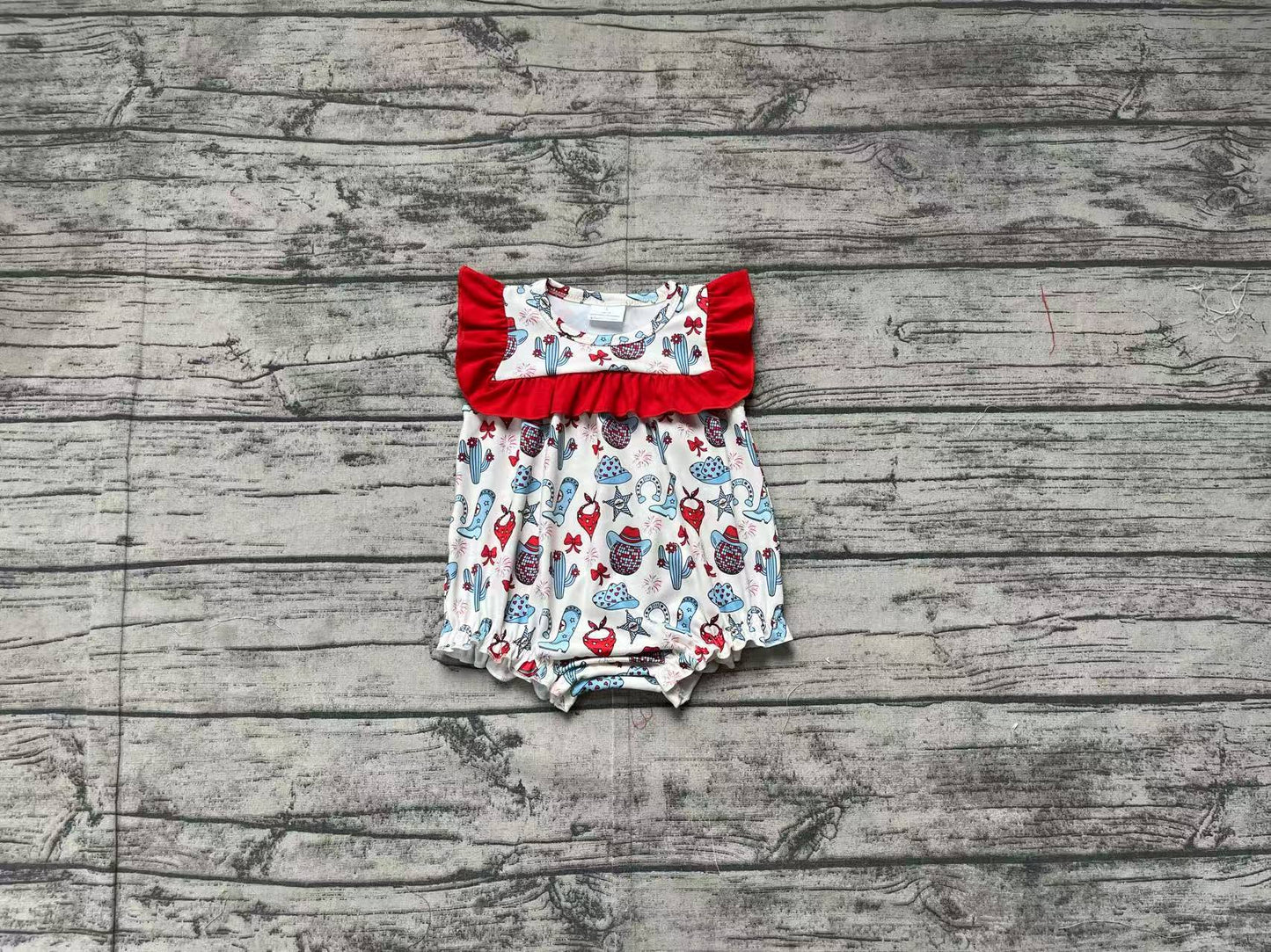 Baby Infant Girls 4th Of July Western Hats Cactus Rompers