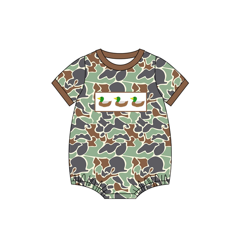 Baby Infant Boys Green Camo Ducks Rompers preorder