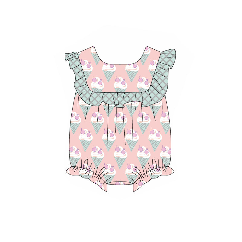 Baby Infant Girls Pink Popstick Ruffles Rompers preorder