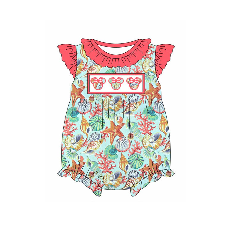 Baby Infant Girls Cartoon Seashell Flutter Sleeve Rompers preorder