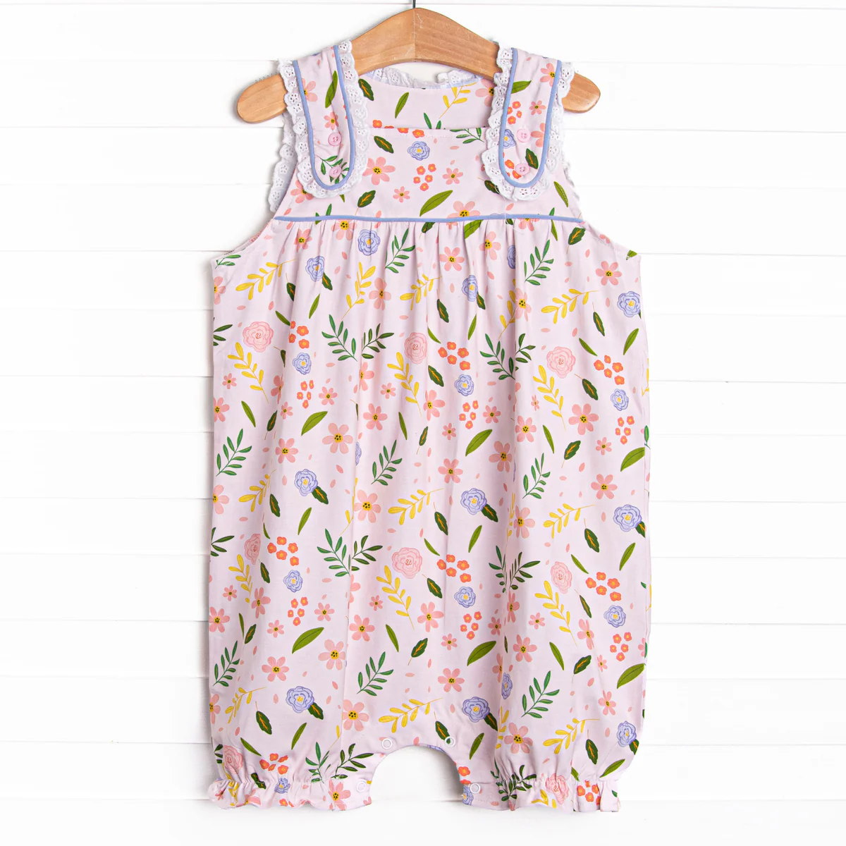 Baby Infant Girls Pink Flowers Straps Rompers preorder