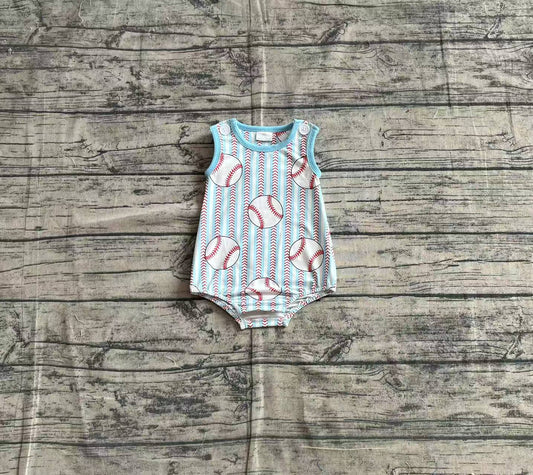 Baby Infant Boys Baseball Stripes Sleeveless Rompers