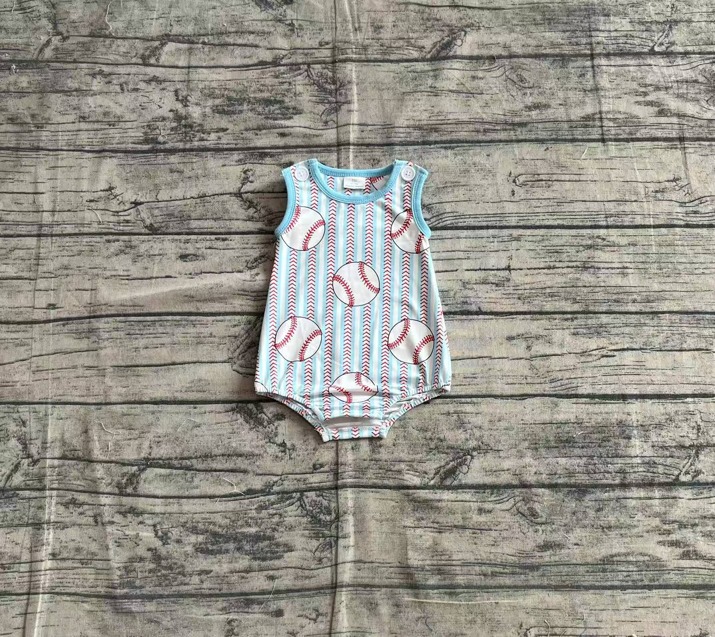 Baby Infant Boys Baseball Stripes Sleeveless Rompers