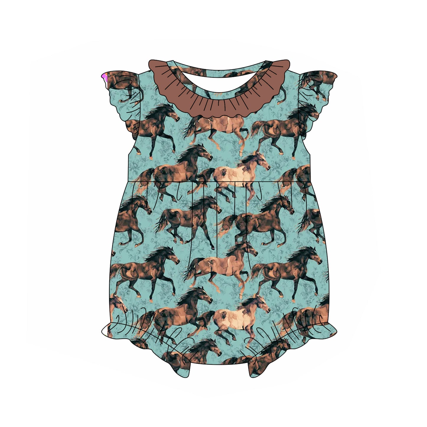Baby Infant Girls Western Horse Rompers preorder