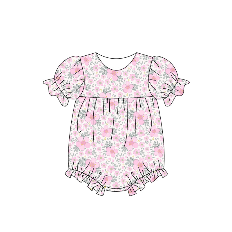Baby Infant Girls Pink Flowers Leaves Rompers preorder