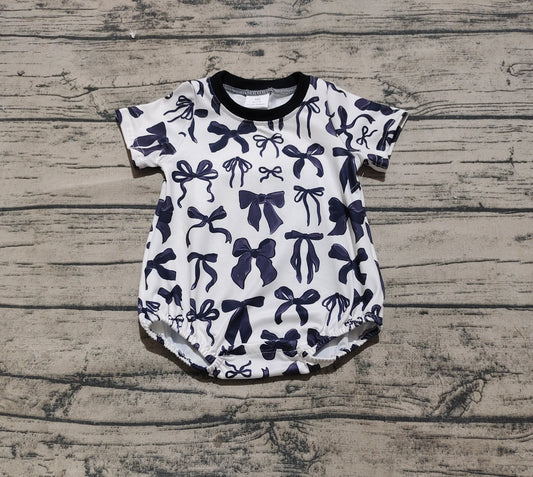 Baby Infant Girls Black Bows Short Sleeve Rompers