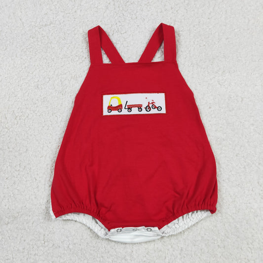 Embroidery Cars Bicycle Baby Boys Strap Rompers