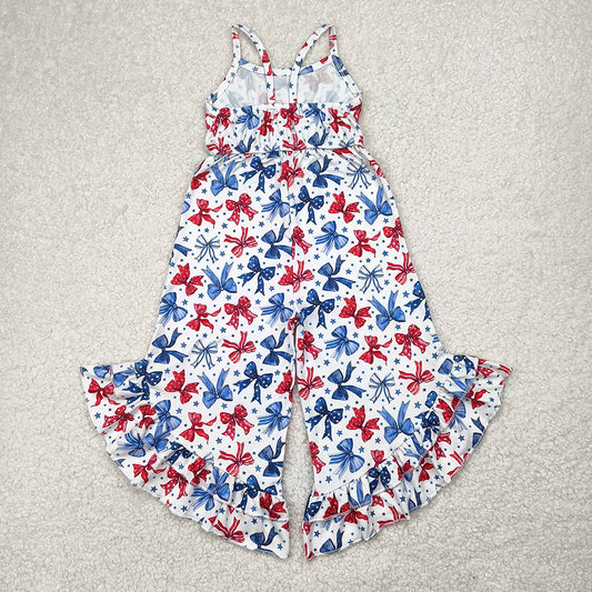 Baby Girls Coquette Bows 4th Of July Straps Jumpsuits