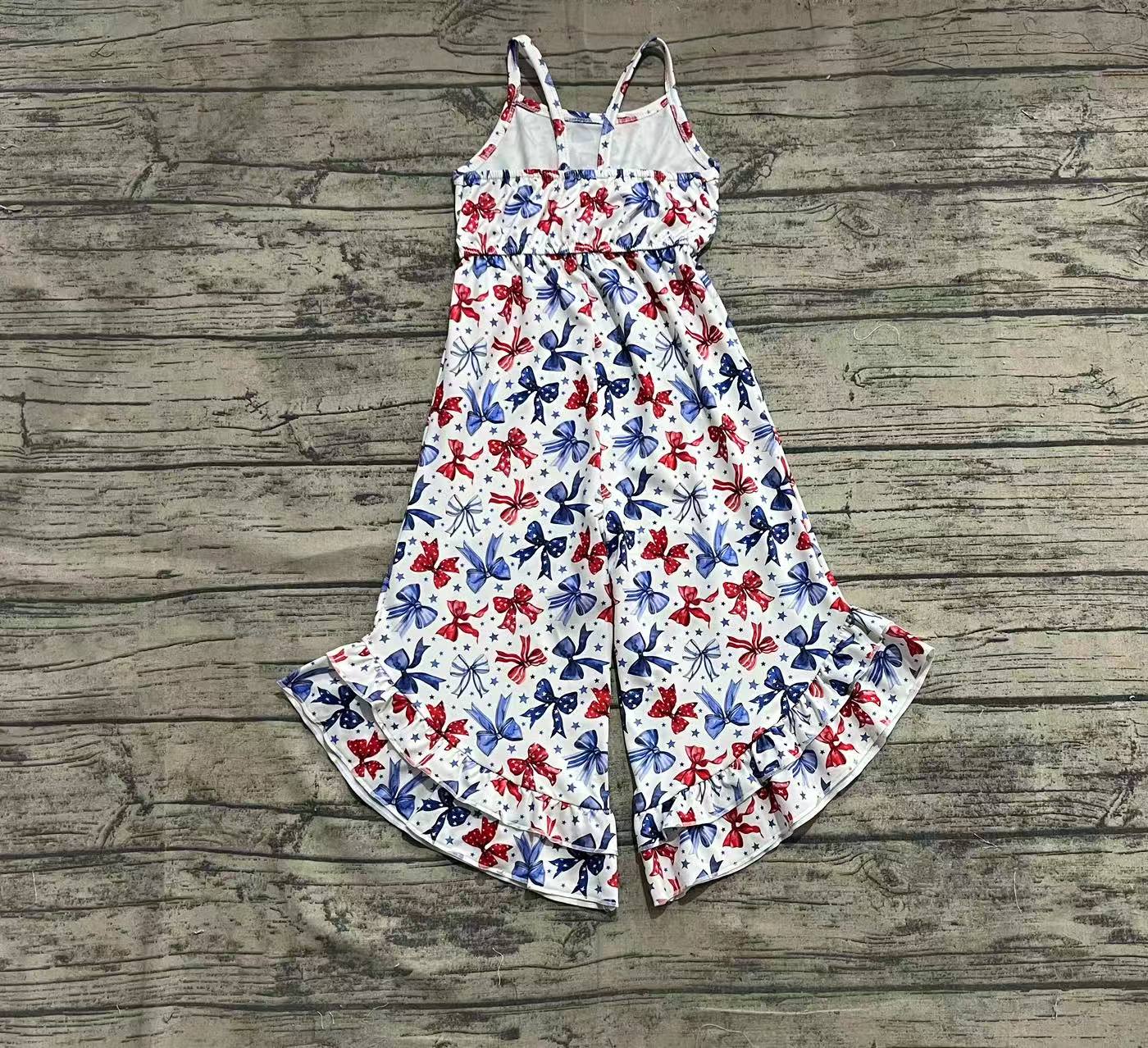 Baby Girls Coquette Bows 4th Of July Straps Jumpsuits