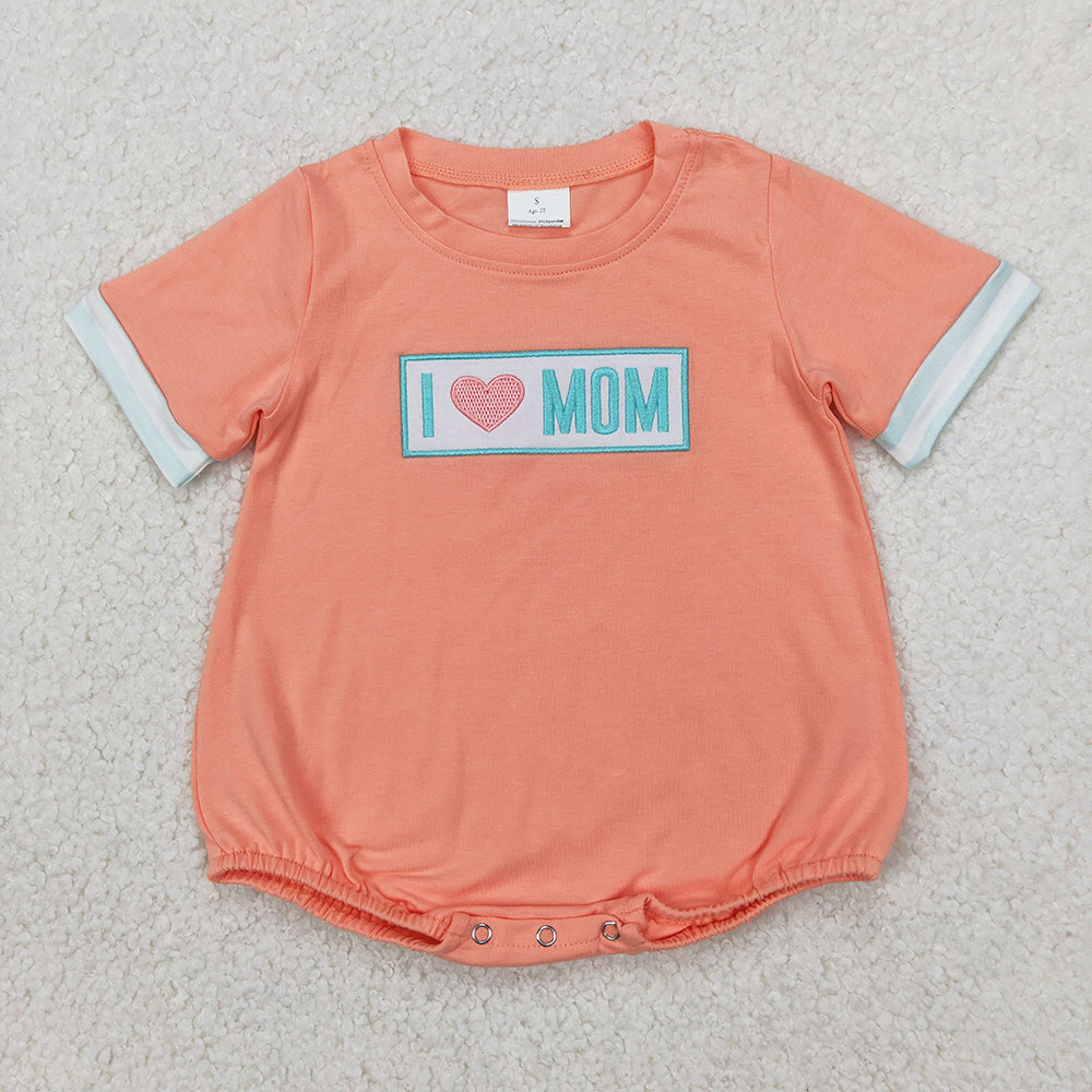 Sibling Embroidery Baby Girls Boys I LOVE MOM Rompers Summer Outfits