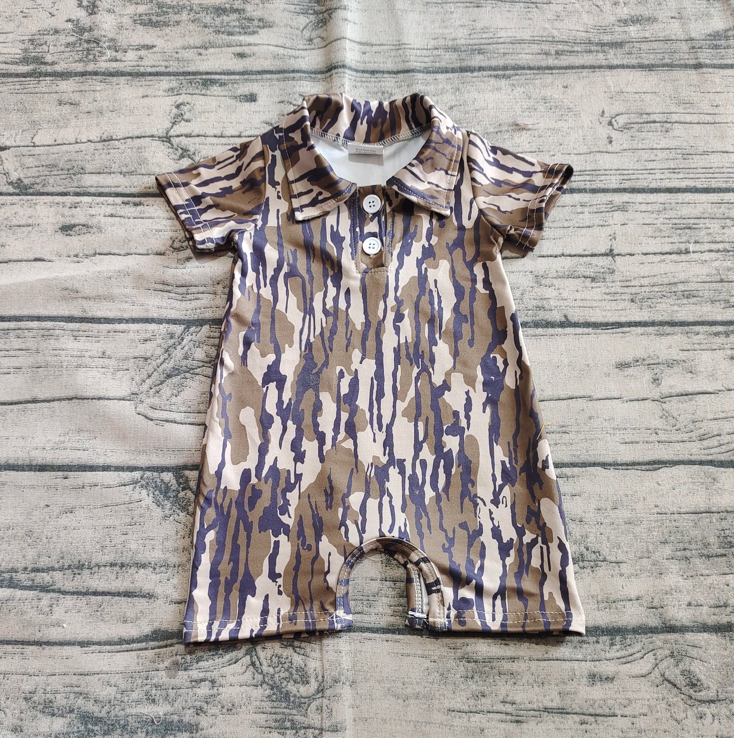 Baby Infant Boys Short Sleeves Camo Button Rompers