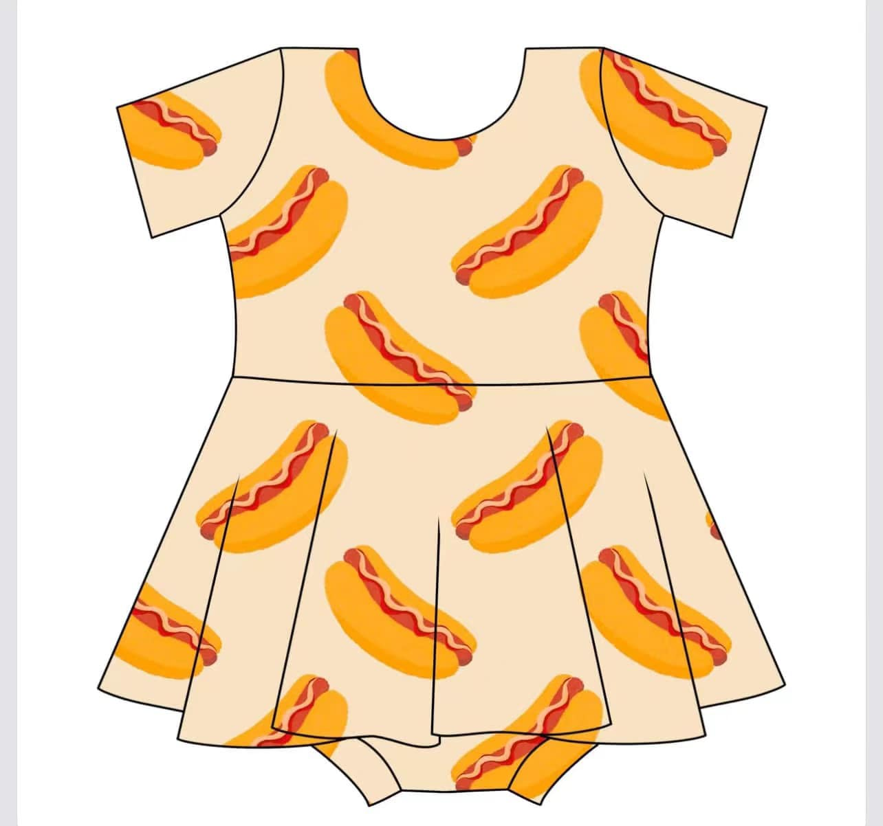 Baby Infant Girls Short Sleeves Bread Dress Skort Rompers Preorder