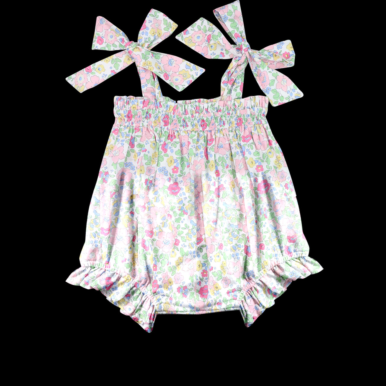 Baby Infant Girls Strap Pink Flowers Ruffle Rompers Preorder