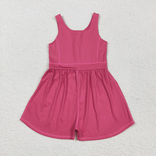 Baby Girls Hot Pink Sleeveless Yoga Jumpsuits