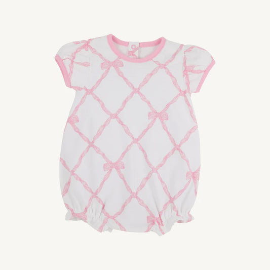 Preorder moq 5 Baby Girls Short Ruffle Sleeves Peach Bows Plaid Ruffle Rompers