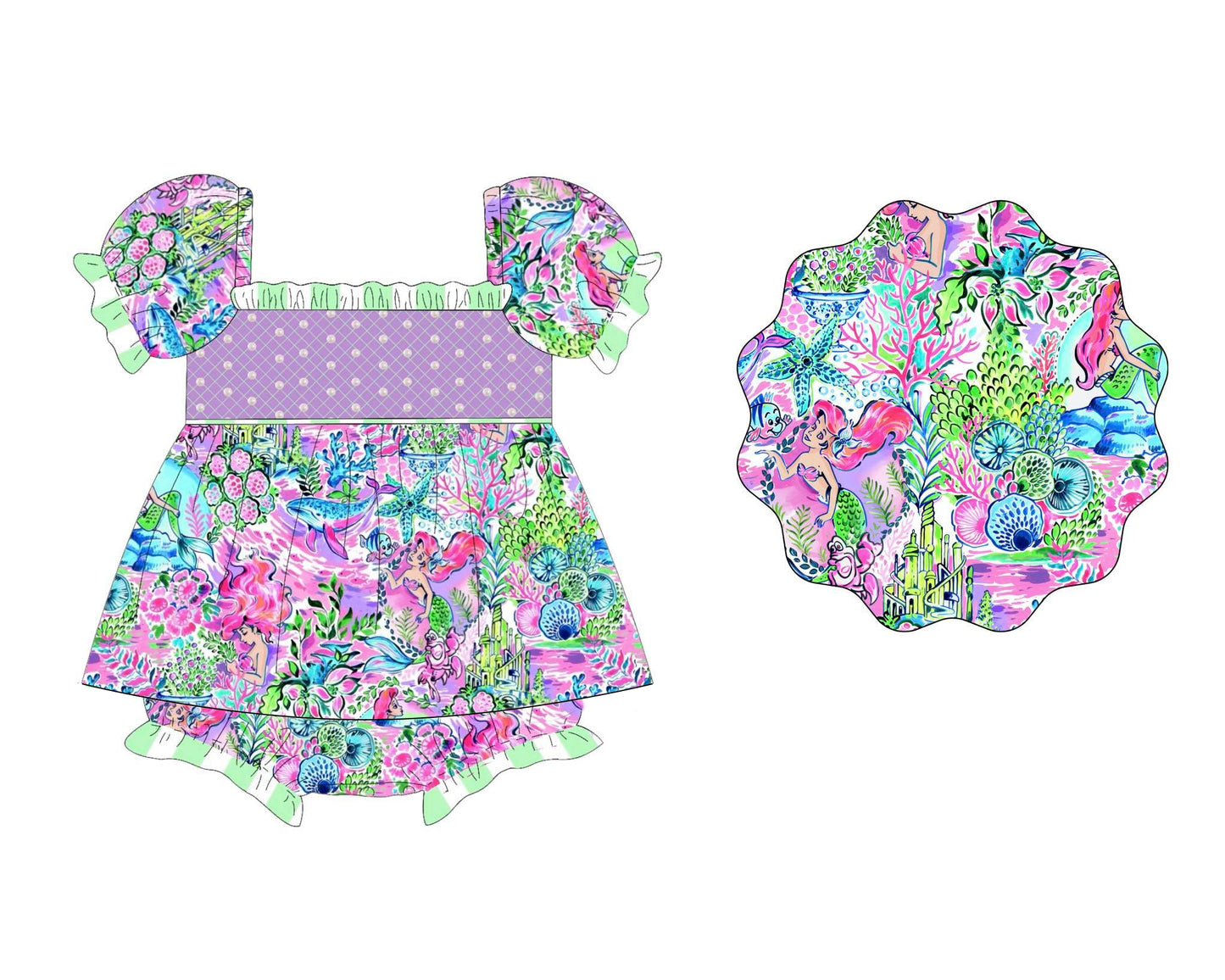 Baby Girls Short Ruffle Sleeves Floral Skort Ruffle Rompers Preorder