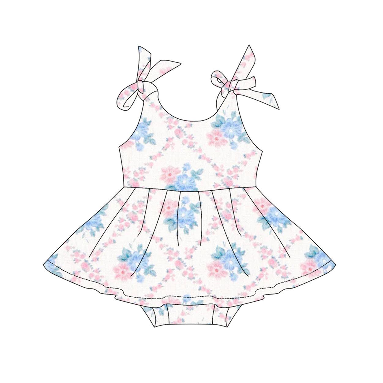 Baby Girls Strap Pink Floral Plaid Skort Ruffle Rompers Preorder