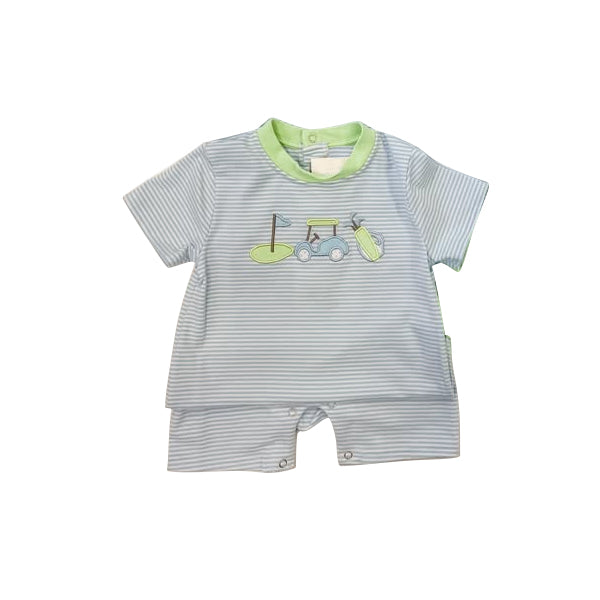 Baby Boys Gray Stripe Short Sleeves Golf Pant Rompers Preorder