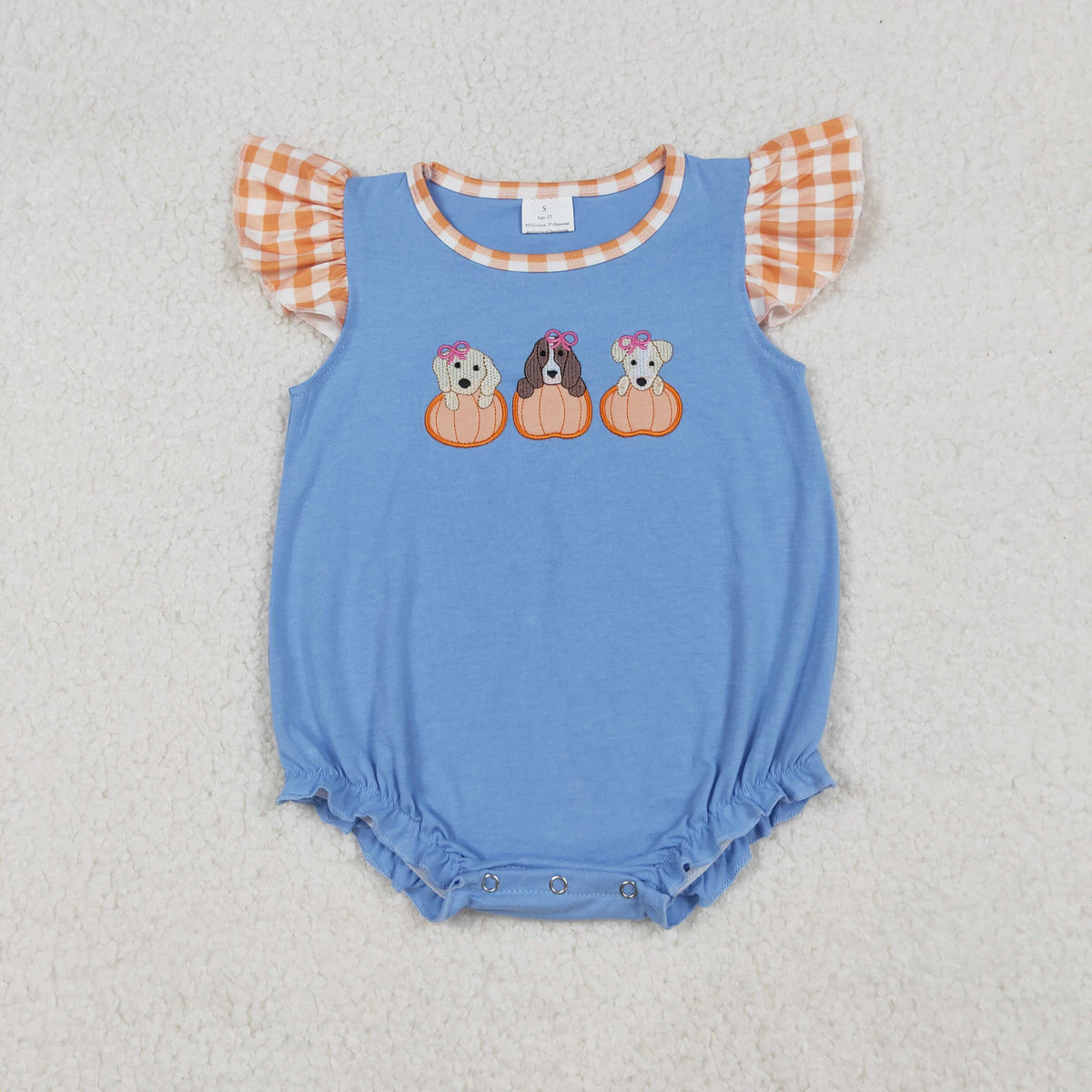 USA Shop Sibling Baby Boys Girls Embroidery Dogs Pumpkins Fall Rompers