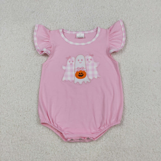 Sibling Baby Boys Girls Embroidery Ghosts Pumpkins Halloween Rompers