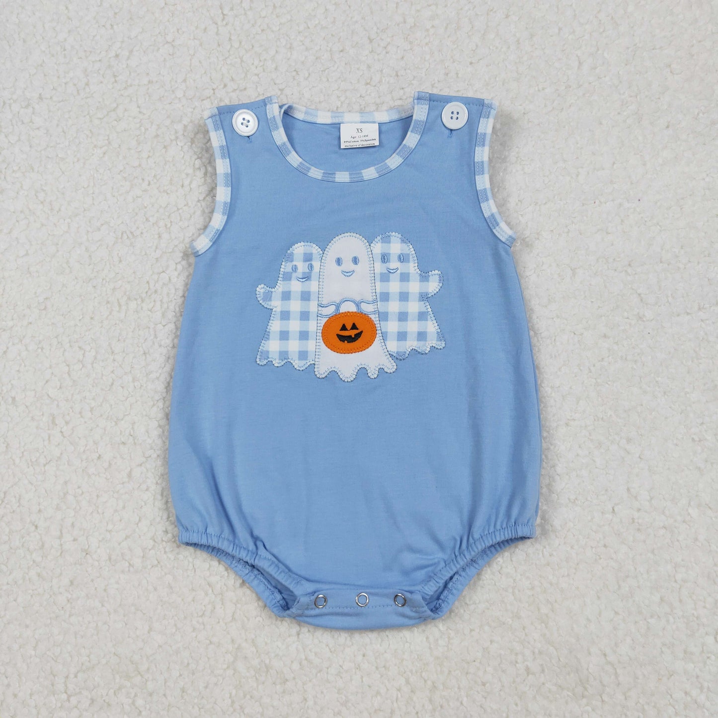 Sibling Baby Boys Girls Embroidery Ghosts Pumpkins Halloween Rompers
