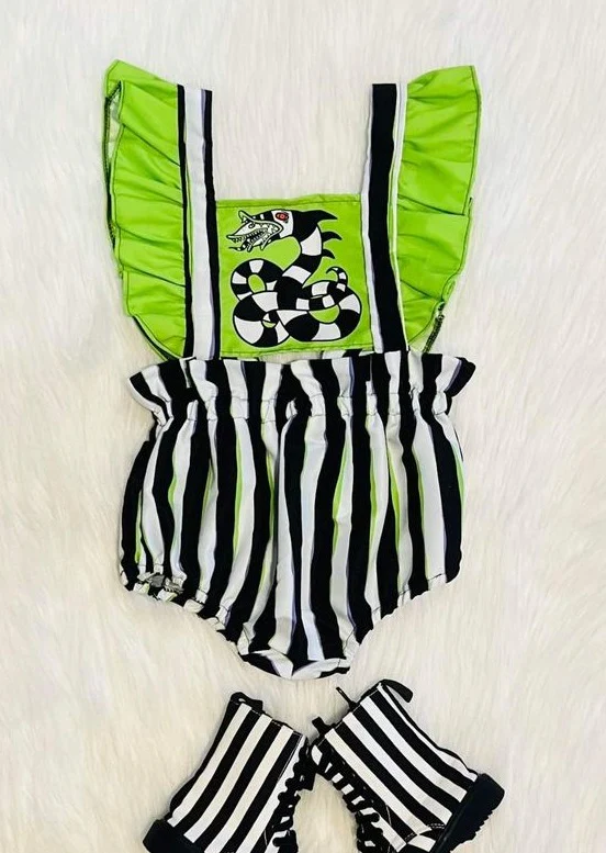 Baby Girls Flutter Sleeves Snakes Halloween Rompers Preorder