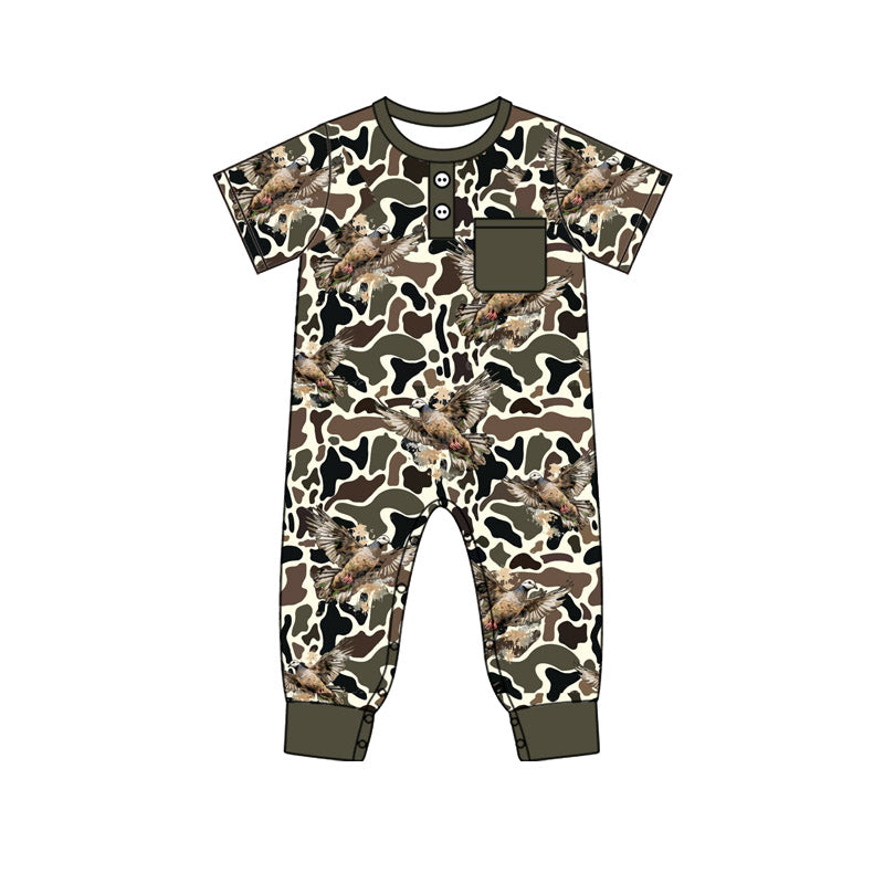 Baby Boys Camo Eagles Pocket Southern Footie Rompers Preorder