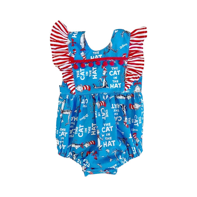 Baby Girls Flutter Sleeve Mt Reading Ruffle Rompers Preorder