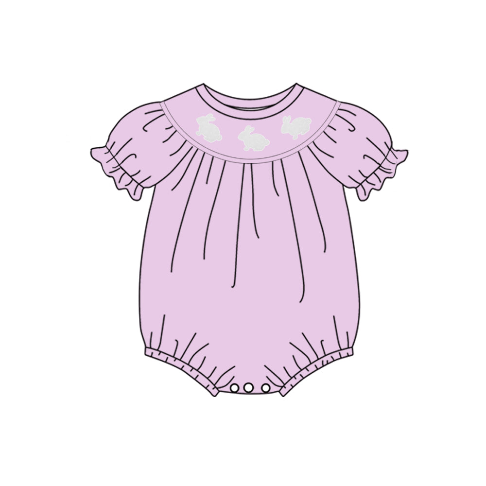 Baby Girls Purple Rabbits Easter Ruffle Rompers Preorder