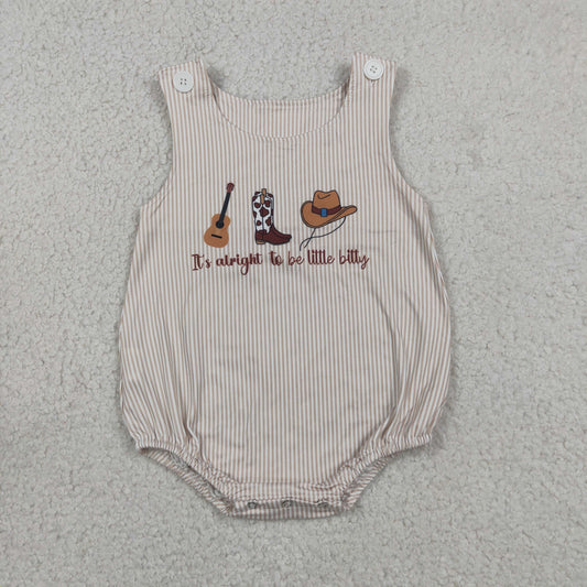 Baby Boys Sleeveless Boot Hats Guitar Western Stripe Rompers