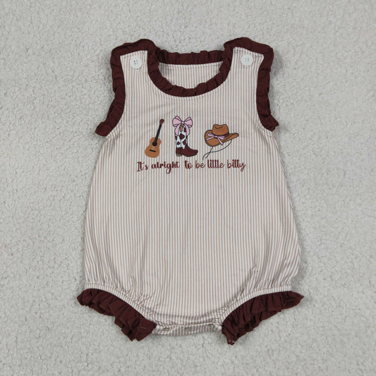 Baby Girls Sleeveless Boot Hats Guitar Western Ruffle Rompers