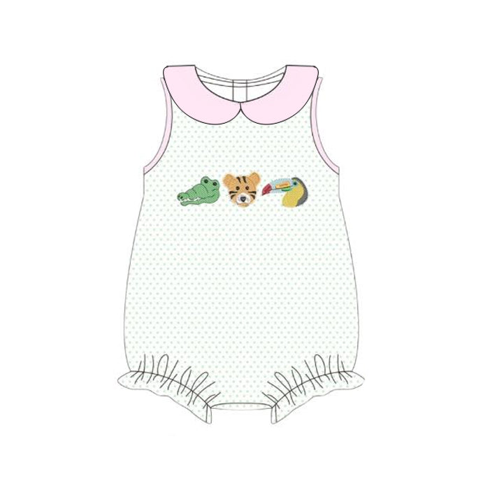 Baby Girls Polka Dots Crocodiles Tigers Collar Ruffle Rompers Preorder