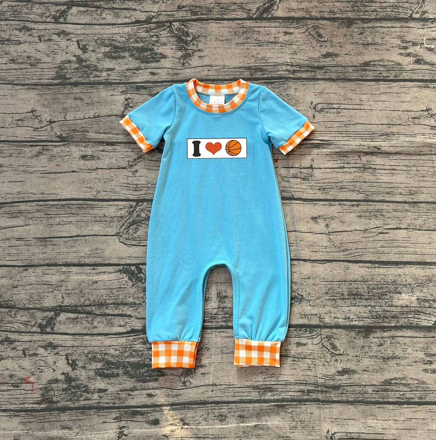 Embroidery I Love Basketballs Baby Boys Team Footie Rompers Preorder