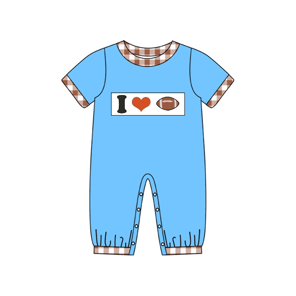 Baby Boys I Love Footballs Team Footie Rompers Preorder