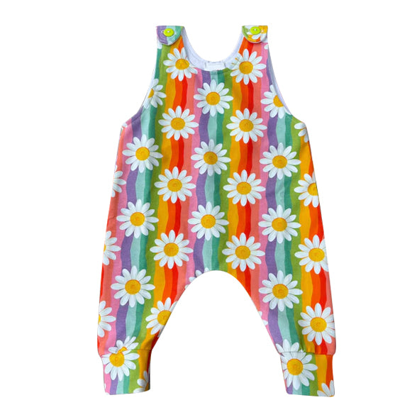 Baby Girls Colorful Stripe Daisy Flowers Footie Rompers Preorder